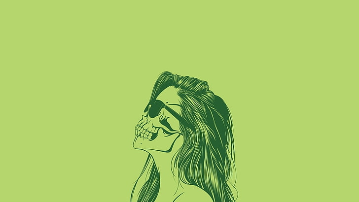 minimalism, Skull Face, sunglasses, artwork, simple background