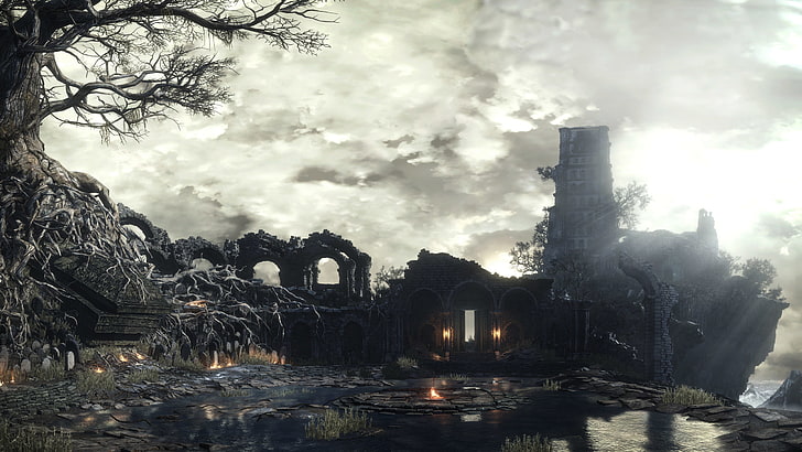 Dark Souls III, video games, water, cloud - sky, building exterior