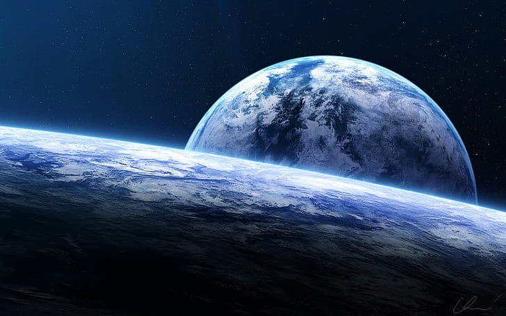 Earth, horizon, Spacescape, 4k, 8k, HD, HD wallpaper