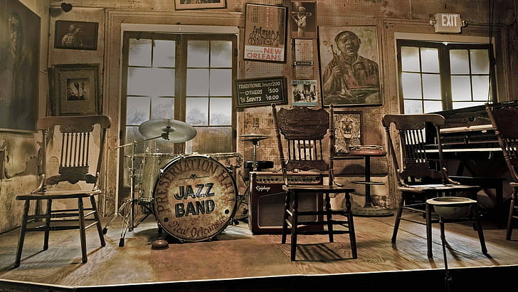 interior, jazz, USA, New Orleans, Preserves Hall, HD wallpaper