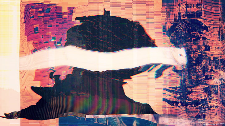 glitch art, cat, LSD, abstract, psychedelic, digital art, drugs