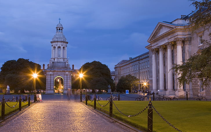 Trinity College in the early evening Dublin Ireland, travel and world, HD wallpaper