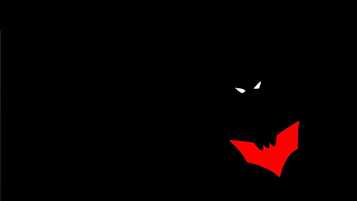 Batman digital wallpaper, minimalism, simple, logo, red, no people