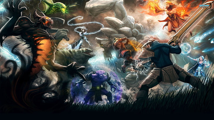 DOTA 2 game still screenshot, video games, group of animals, large group of animals