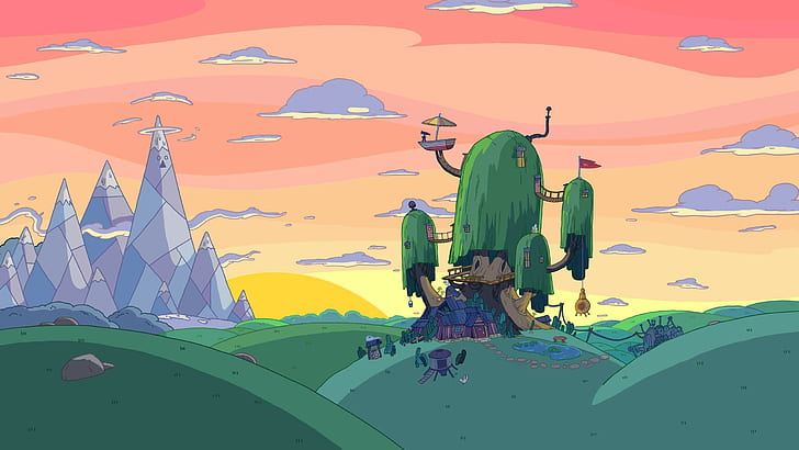 hills wallpaper, Adventure Time, cartoon, real people, leisure activity, HD wallpaper