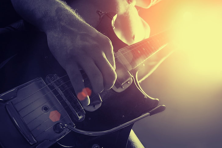 guitar, music, hand, arts culture and entertainment, musical instrument, HD wallpaper