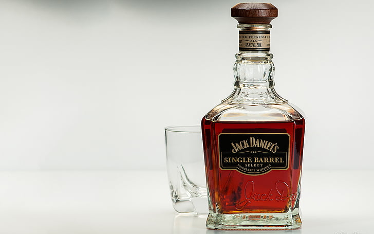 alcohol, bottle, daniel 039 s, glass, jack, whiskey, HD wallpaper