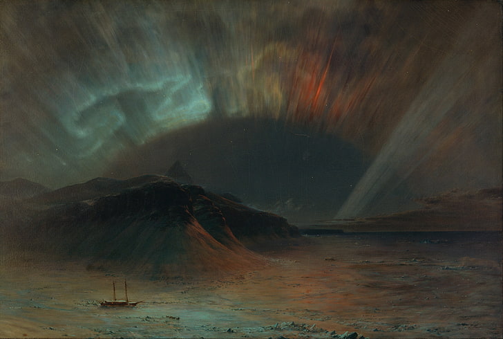 black and brown wooden board, Frederic Edwin Church, painting