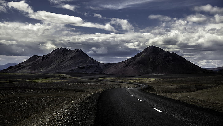 landscape, road, barren, cloud - sky, environment, transportation, HD wallpaper