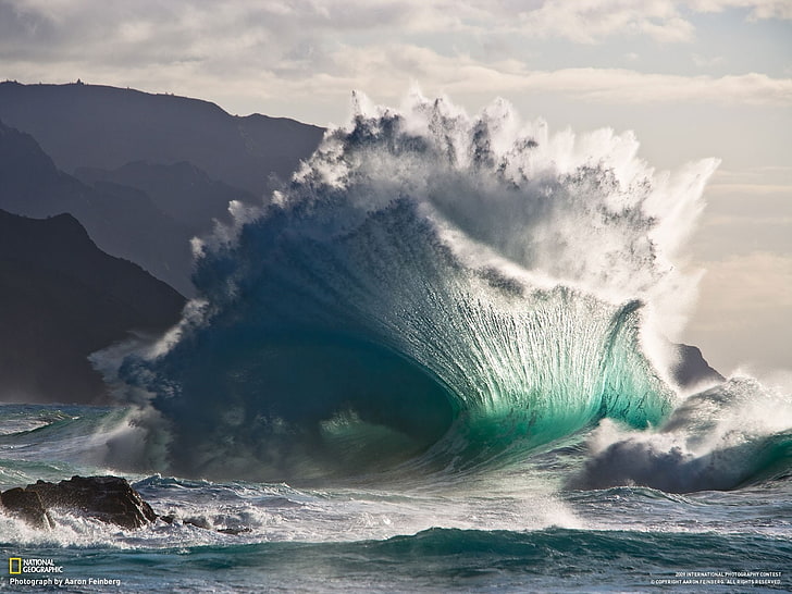 ocean waves, water, landscape, sea, beauty in nature, motion, HD wallpaper