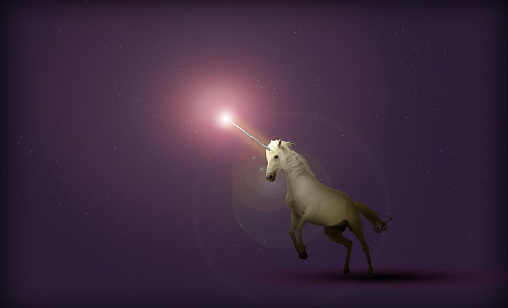 Ultraviolet Unicorn, fantasy, luminos, white, horse, pink, one animal