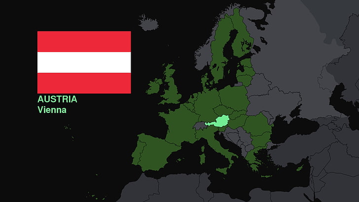 Austria, map, flag, Europe, no people, communication, guidance, HD wallpaper