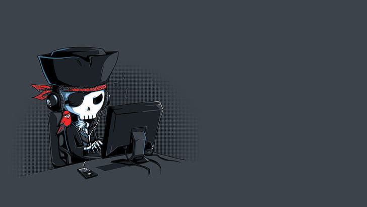 skeleton, minimalism, skull, pirates, hacking, computer