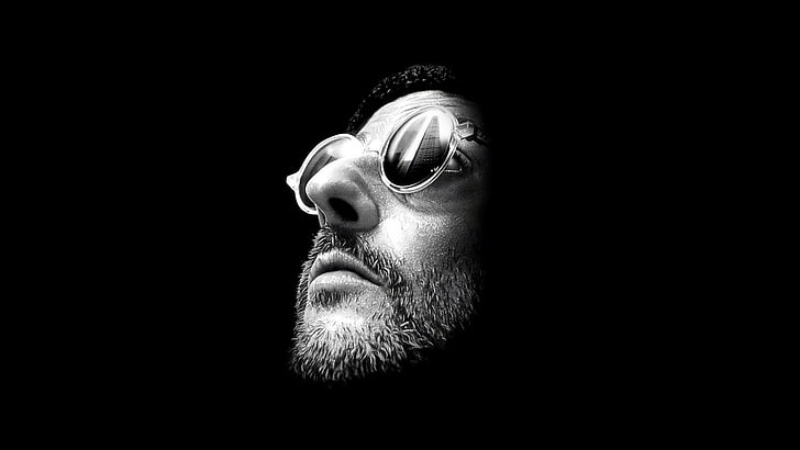 men's round sunglasses, Léon: The Professional, Jean Reno, black background, HD wallpaper