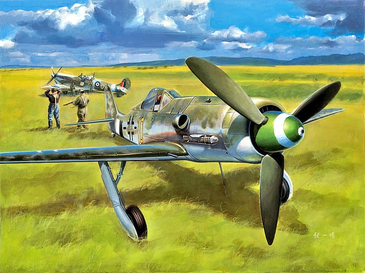 Supermarine Spitfire, Focke-Wulf, Pilot, The convoy, Fw.190D-13, HD wallpaper