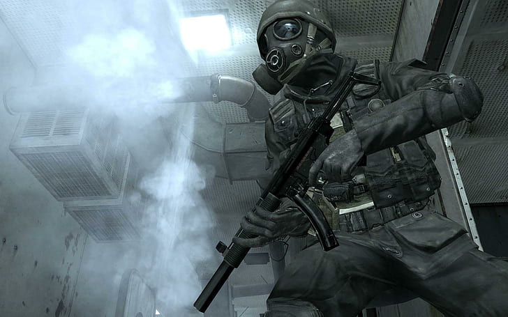 Call of Duty 4 - Modern Warfare, black assault rifle, games, 1920x1200, HD wallpaper