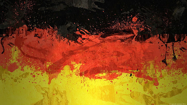World Cup Germany Flag, red black and yellow abstract painting, HD wallpaper