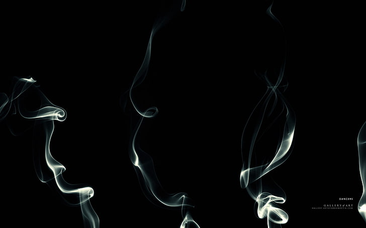 smoke, minimalism, digital art, shapes, artwork, black background, HD wallpaper
