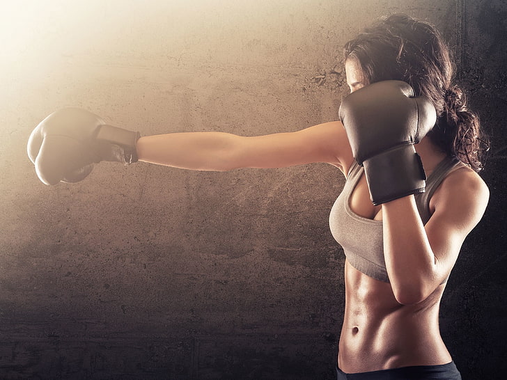 abs, belly, body, boxing, fitness, girl, gloves, gym, model, HD wallpaper