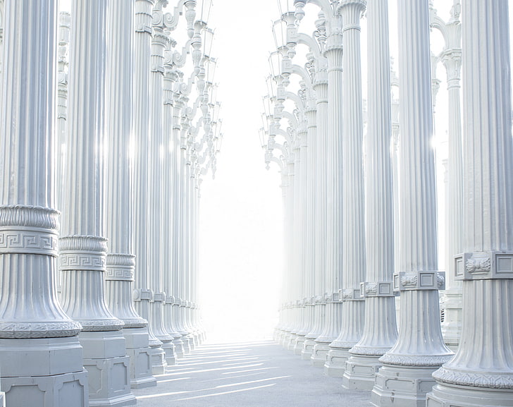 White Columns, white pillars, Aero, Open, Light, Perspective, HD wallpaper