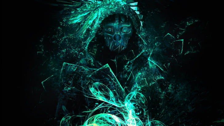 glowing, Dishonored, simple background, Corvo, Corvo Attano, HD wallpaper