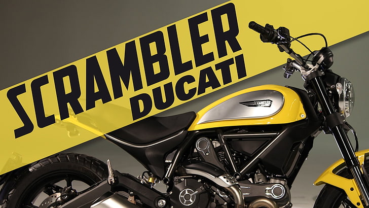 Ducati, Ducati Scrambler, motorcycle, yellow, transportation, HD wallpaper