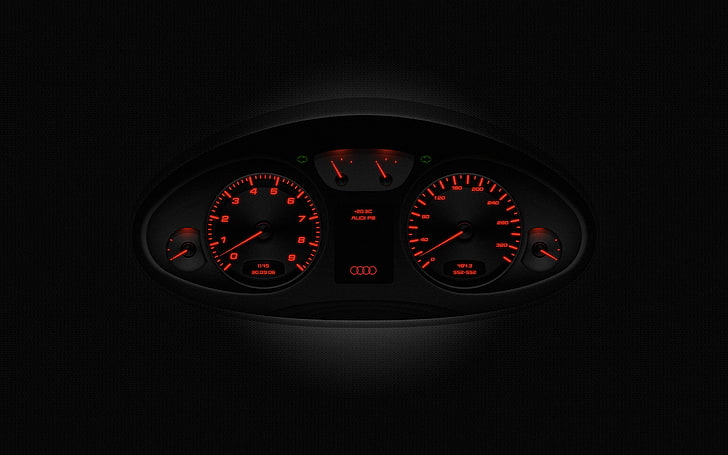 black Audi cluster gauge, panel, devices, speedometer, dashboard, HD wallpaper