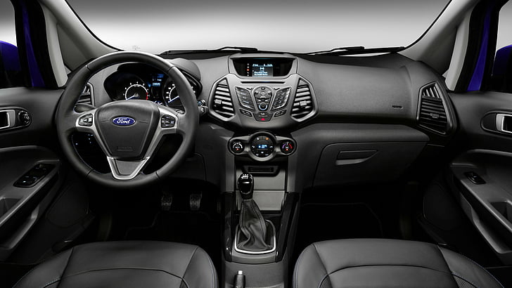 black and gray Ford interior, Ford EcoSport, ecosafe, SUV, Gen 2, HD wallpaper