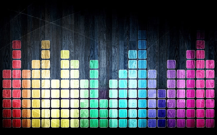 music equalizer effect poster, abstract, colorful, digital art