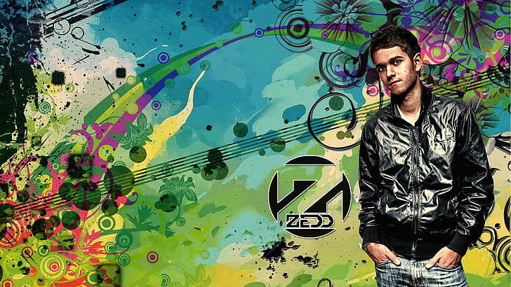 green and yellow floral textile, Zedd, house music, musician
