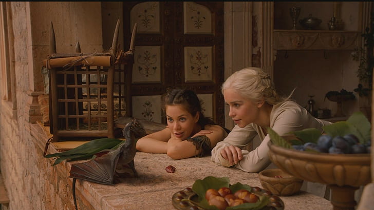 Game of Thrones, Daenerys Targaryen, Emilia Clarke, dragon, HD wallpaper