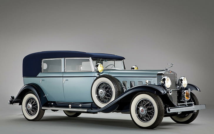 1930 Cadillac V-16, blue vintage car soft top, cars, 1920x1200, HD wallpaper
