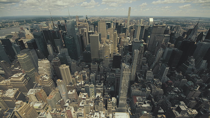 aerial view of high-rise building, New York City, horizon, skyline, HD wallpaper