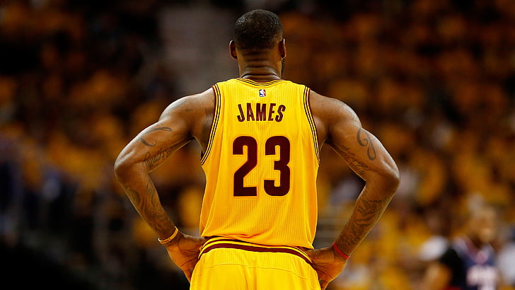 Lebron James Cleveland Cavaliers, adult, sport, yellow, one person, HD wallpaper