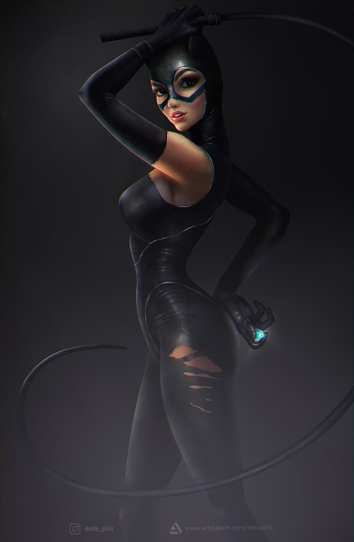 HD wallpaper: Catwoman, illustration, fan art, redesigned, drawing, ass, Ba...
