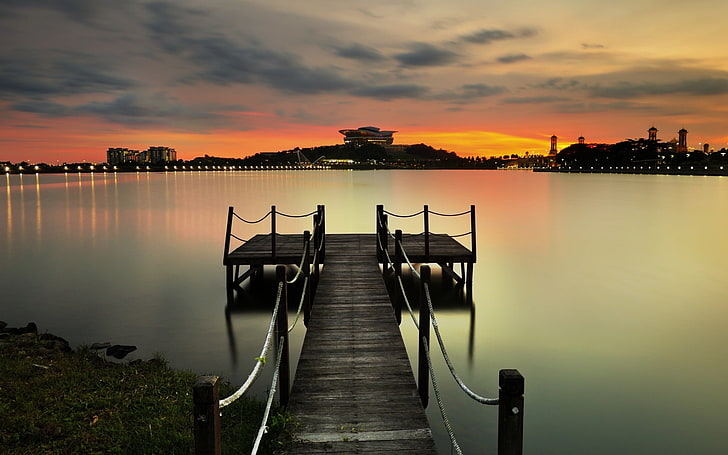 Malaysia sunset bay marina quiet -Nature High Qual.., water, sky, HD wallpaper