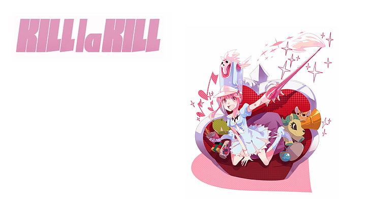 Kill la Kill, Jakuzure Nonon, white background, indoors, copy space, HD wallpaper