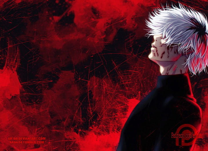 HD wallpaper: Anime, Tokyo Ghoul, Blood, Boy, Ken Kaneki, White Hair, red |  Wallpaper Flare