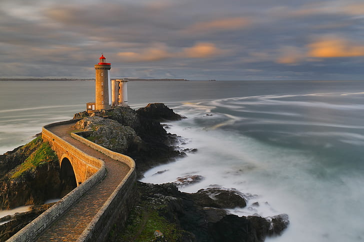 coast, France, lighthouse, Brittany Coast, HD wallpaper
