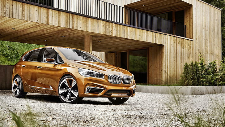 2013 BMW Active Tourer Outdoor Concept, gold bmw 5 door hatchback, HD wallpaper
