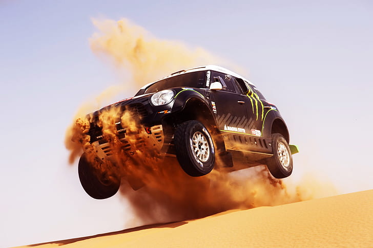Rally, sand, car, race cars, Mini Cooper, vehicle, sport, racing