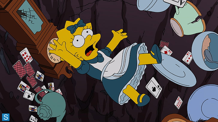 Lisa Simpson illustration, The Simpsons, Alice in Wonderland, HD wallpaper