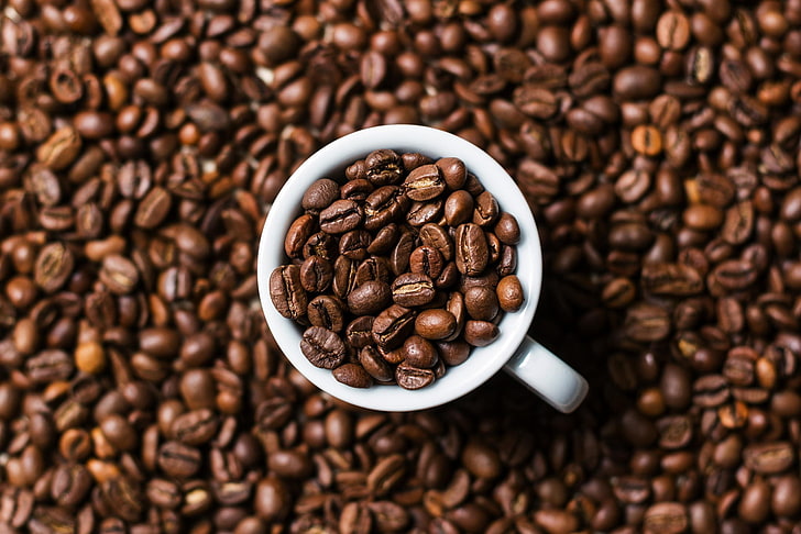 photography, coffee, cup, depth of field, coffee beans, coffee - drink