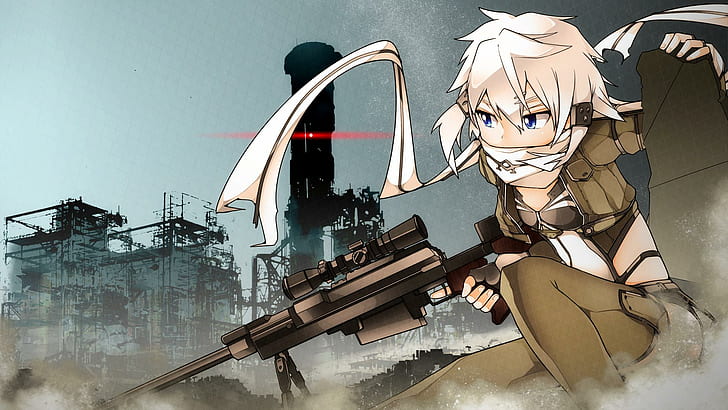 Sword Art Online, Gun Gale Online, Asada Shino, Anime, Guns, HD wallpaper