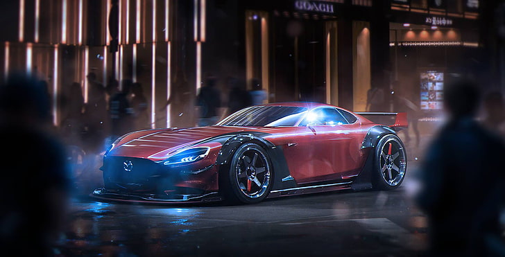 red and black Mazda coupe, Concept, Tuning, Future, by Khyzyl Saleem, HD wallpaper