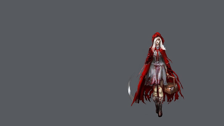 Little Red Riding Hood, minimalism, fantasy girl, fantasy art, HD wallpaper
