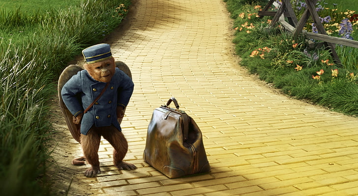 Finley the Flying Monkey - Oz the Great and..., brown leather handbag, HD wallpaper