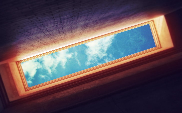 low angle photography of inside the building skies, sky, clouds, HD wallpaper