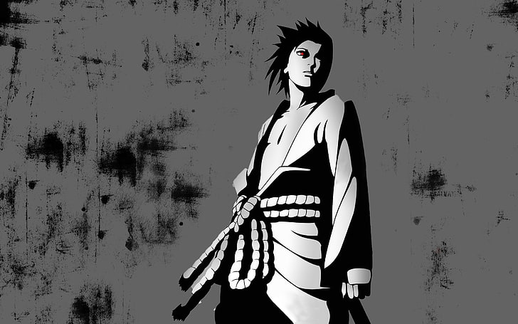 uchiha sasuke naruto shippuden open shirt sharingan red eyes grayscale anime boys selective colorin Anime Naruto HD Art, HD wallpaper