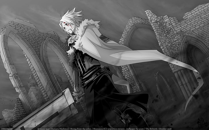 white haired anime character with sword, D.Gray-man, Allen Walker, HD wallpaper